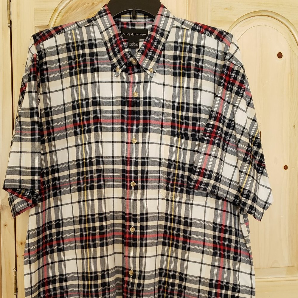 Croft and Barrow Men's Easy Care Plaid Button Down Front & Button Down Collar